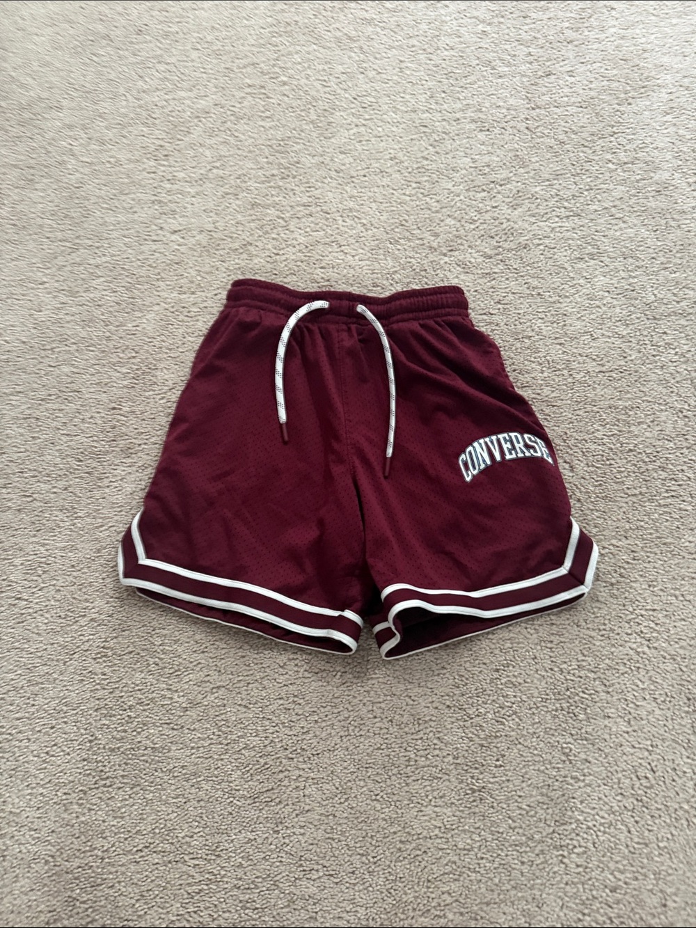 Converse Men's Burgundy Athletic Shorts with White Trim